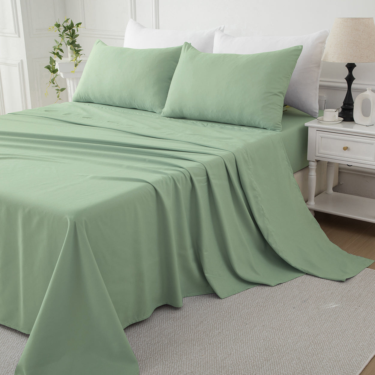 Bellemosa Premium Cotton Flat Sheet- Sage Green