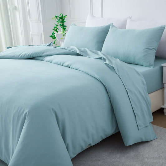 Bellemosa Brushed Microfibre Bed Sheets Set - Flat Sheet | Fitted Sheet | Pillowcases - Sky Blue