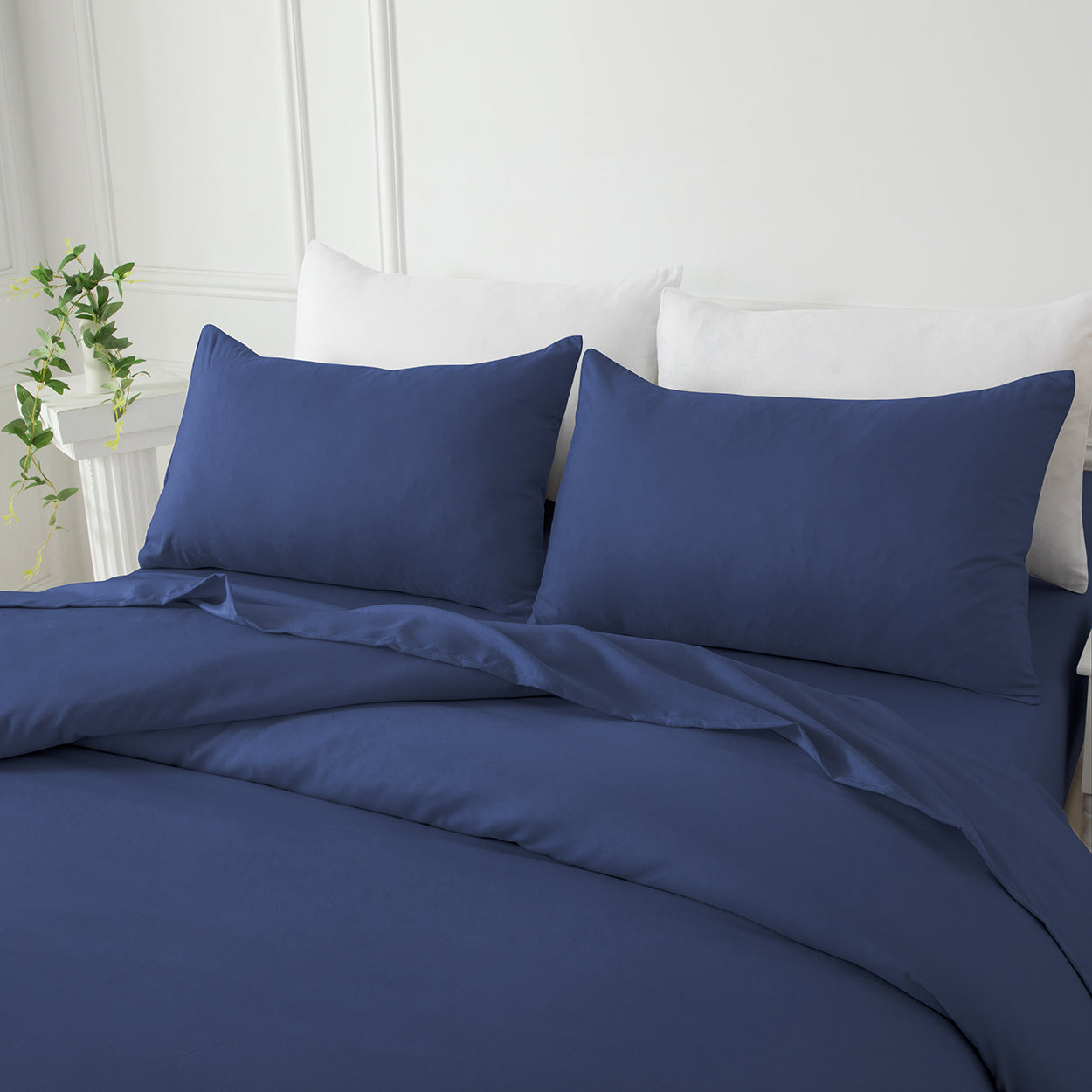 Bellemosa Brushed Microfibre Pillowcases - Navy Blue