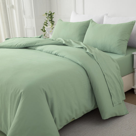 Bellemosa Premium Cotton Quilt Cover Set - Quilt Cover & Pillowcases - Sage Green