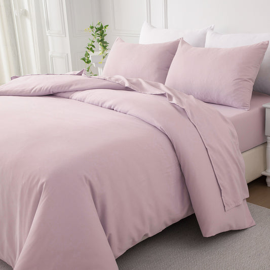 Bellemosa Brushed Microfibre Quilt Cover Set - Quilt Cover & Pillowcases - Blush Pink