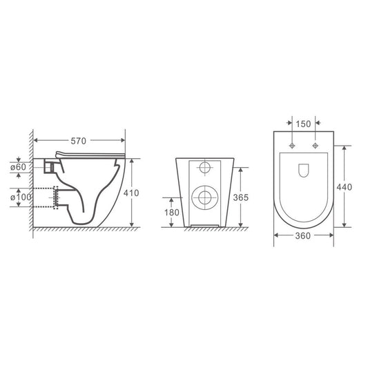 Mercio RAUL99 Rimless Wall Faced Floor Pan – Gloss White