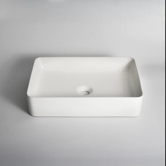 CLAYA RT-5033 Rectangle Ceramic Above Counter Basin – Gloss White