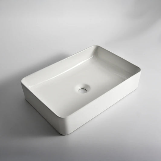 CLAYA RT-5033 Rectangle Ceramic Above Counter Basin – Gloss White