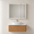 Load image into Gallery viewer, 900 x 720mm double-door LED bathroom mirror cabinet with illuminated border