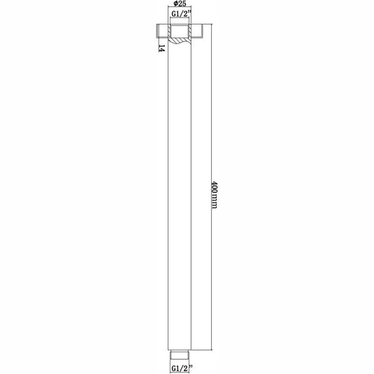 Stainless Steel 400mm Round Ceiling Shower Arm – Black