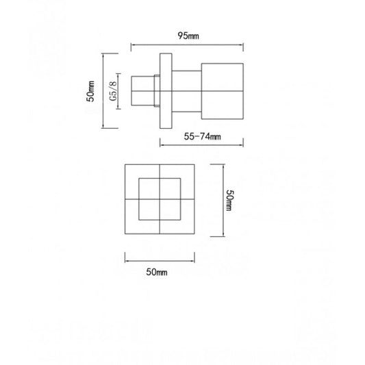 Brass Square Wall Taps One Pair - Chrome Silver