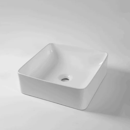 CLAYA SQ-365 365mm Ceramic Above Counter Basin – Gloss White