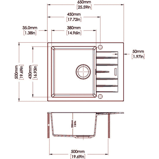 Carysil Granite Single Bowl Kitchen Sink with Drainboard City D100N - White