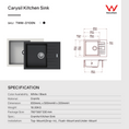 Load image into Gallery viewer, Carysil Granite Single Bowl Kitchen Sink with Drainboard City D100N - Black