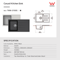 Load image into Gallery viewer, Carysil Granite Single Bowl Kitchen Sink with Drainboard Vivaldi D100S - Black