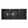 Load image into Gallery viewer, Carysil Granite Stone Double Bowl Kitchen Sink with Draining Board 1160x460x200mm - Black