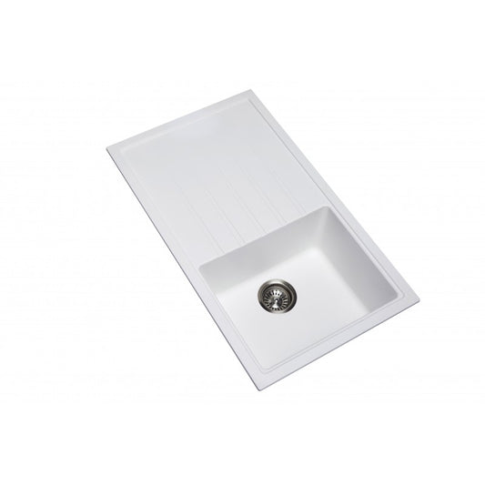 Carysil Granite Stone Single Bowl Kitchen Sink with Draining Board 1000x500mm - White