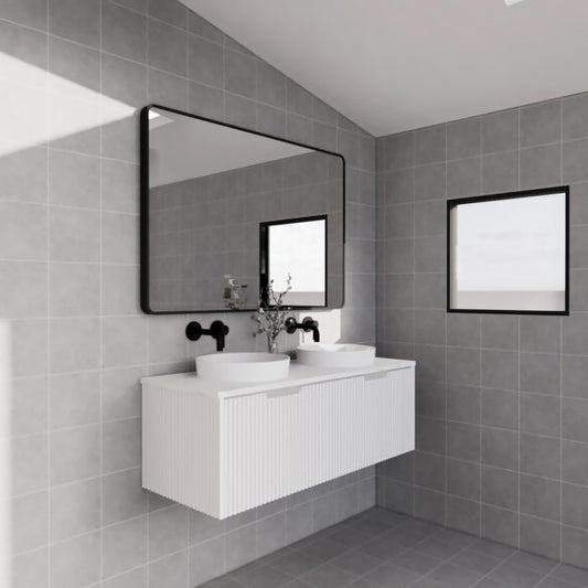 Vienna 1200mm Wall Hung Fluted Vanity Cabinet (Double Bowl) - Matte White