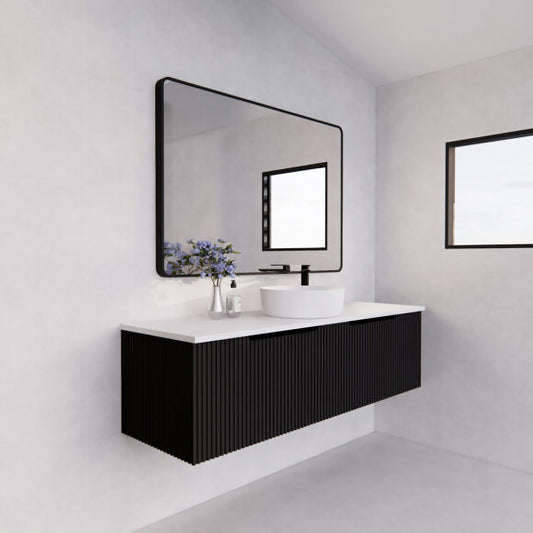 Vienna 1500mm Wall Hung Fluted Vanity Cabinet - Matte Black