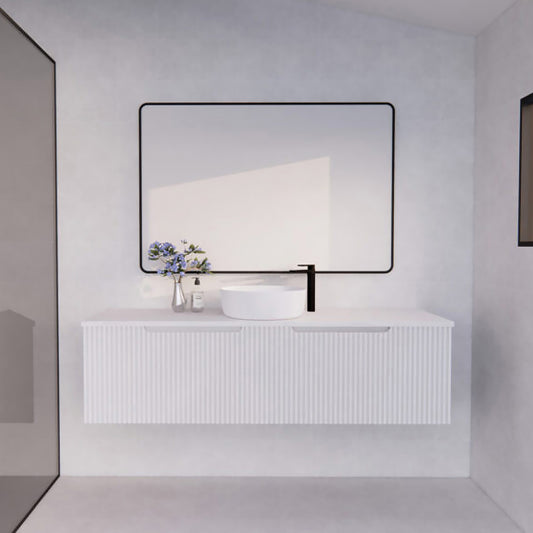 Vienna 1500mm Wall Hung Fluted Vanity Cabinet -Matte White