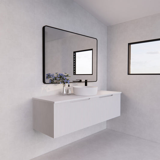Vienna 1500mm Wall Hung Fluted Vanity Cabinet -Matte White