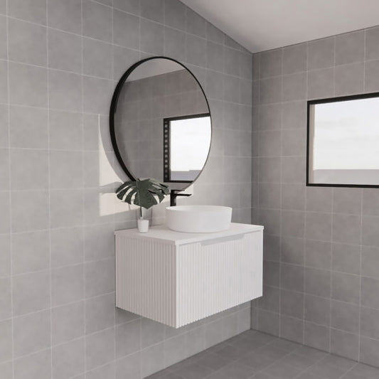 Vienna 750mm Wall Hung Fluted Vanity Cabinet - Matte White