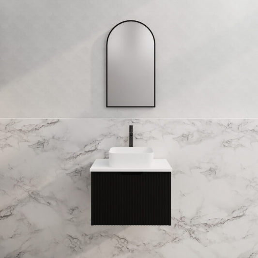 Vienna 600mm Wall Hung Fluted Vanity Cabinet - Matte Black