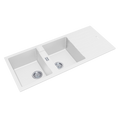 Load image into Gallery viewer, Granite Arete Stone Double Bowl Kitchen Sink with Drain Board 1160x500x200mm - White