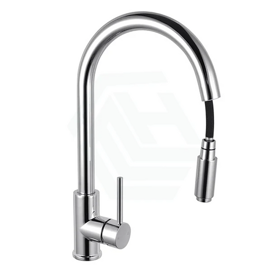 Solid Brass Pull Out Kitchen Mixer - Chrome Silver