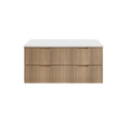 Load image into Gallery viewer, Upgrade your bathroom with the Bali 1200mm Wall Hung Vanity. American Oak finish, fluted design, spacious storage and premium top options.-Vanity-Pure White Stone Top-Ezymall AU