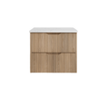 Load image into Gallery viewer, Bali 750mm Wall Hung Fluted Vanity – American Oak – white carrara stone top