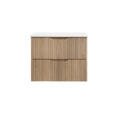 Load image into Gallery viewer, Upgrade your bathroom with the Bali 900mm Wall Hung Vanity. American Oak finish, fluted design, soft-close drawers and premium top options.-Vanity-Pure White Stone Top-Ezymall AU