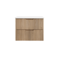 Load image into Gallery viewer, Bali 900mm Wall Hung Fluted Vanity – American Oak – pure white stone top