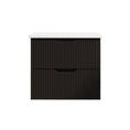 Load image into Gallery viewer, Upgrade your bathroom with the Bali 900mm Wall Hung Vanity. Matt Black finish, fluted design, soft-close drawers and premium top options.-Vanity-Pure White Stone Top-Ezymall AU