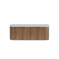 Load image into Gallery viewer, 1500mm matte solid timber wall hung vanity with soft curved corners. Modern design with optional stone tops, perfect for contemporary bathrooms.-Vanity-White Carrara Stone Top-Ezymall AU