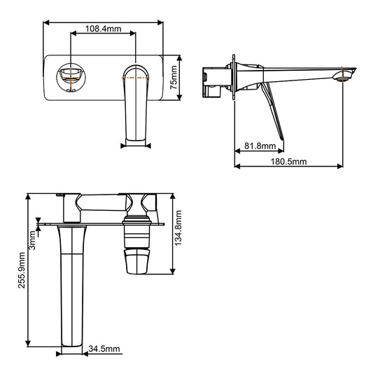 Solid Brass Basin/Bath Mixer - Chrome Silver, AU – alternate view 2
