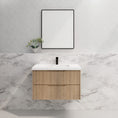 Load image into Gallery viewer, Upgrade your bathroom with the Bali 900mm Wall Hung Vanity. American Oak finish, fluted design, soft-close drawers and premium top options.-Vanity-Cabinet Only-Ezymall AU