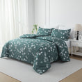 Load image into Gallery viewer, Forest green brushed microfibre quilt cover set with white florals. Elegant, durable, and easy-care. Includes 1 quilt cover and 2 pillowcases.-Bedding-Single-Ezymall AU