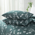 Load image into Gallery viewer, Forest green brushed microfibre quilt cover set with white florals. Elegant, durable, and easy-care. Includes 1 quilt cover and 2 pillowcases.-Bedding-Single-Ezymall AU