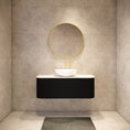 Load image into Gallery viewer, 1200mm matte black fluted wall hung vanity with soft curved corners. Modern design with optional stone tops, perfect for contemporary bathrooms.-Vanity-Cabinet Only-Ezymall AU
