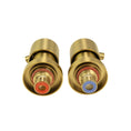 Load image into Gallery viewer, Enhance your bathroom with our Brush Bass Gold Brass Circle Wall Taps. This pair of stylish taps offers durability and a modern aesthetic. Upgrade your space today!-Wall Mixer-Ezymall AU