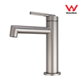 Load image into Gallery viewer, Upgrade your basin with the CADDENCE Short Basin Mixer in Brushed Nickel Silver. Made from solid brass, this mixer offers durability and a modern aesthetic.-Basin Mixer-Ezymall AU
