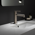 Load image into Gallery viewer, Upgrade your basin with the CADDENCE Short Basin Mixer in Brushed Nickel Silver. Made from solid brass, this mixer offers durability and a modern aesthetic.-Basin Mixer-Ezymall AU