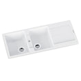 Load image into Gallery viewer, Upgrade to the Carysil Granite Double Bowl Kitchen Sink with Drain Board in White. The Enigma D200 model combines functionality with a sleek design. Shop now at Ezymall with fast shipping Australia wide.-Kitchen Sink-Ezymall AU