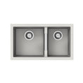 Load image into Gallery viewer, White granite double bowl undermount kitchen sink made from durable granite quartz stone, featuring deep bowls, 90mm waste, and modern design.-Kitchen Sink-Ezymall AU