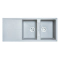 Load image into Gallery viewer, Upgrade your kitchen with the Carysil Granite Stone Double Bowl Kitchen Sink in Concrete Grey. Features a draining board and measures 1150x500mm. Shop now!-Kitchen Sink-Ezymall AU