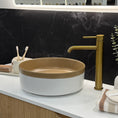 Load image into Gallery viewer, CLAYA Colour Plus-37 above counter basin with matte light brown interior and natural white exterior. Premium ceramic 370mm basin for modern bathroom vanities.-Basin Sink-Ezymall AU