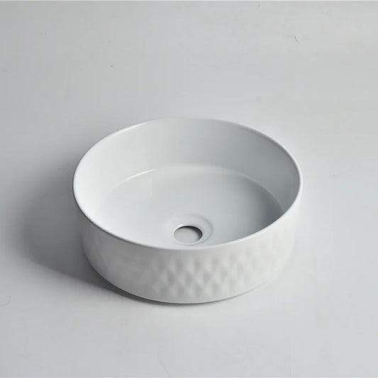CLAYA diamond 36 round ceramic above counter basin gloss white