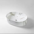 Load image into Gallery viewer, CLAYA Fusion-50 above counter basin with matte white Carrara marble finish. Durable fine ceramic basin with 32mm non-overflow waste for modern bathrooms.-Basin Sink-Ezymall AU