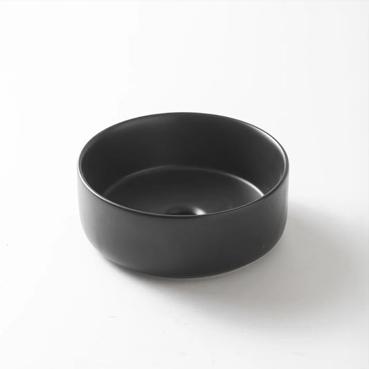 CLAYA mini 30 round ceramic basin 300mm compact above counter matte black