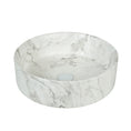 Load image into Gallery viewer, CLAYA Mira 40 above counter basin in matte white Carrara marble look. 400mm round ceramic basin with non-overflow design for modern bathrooms.-Basin Sink-Ezymall AU