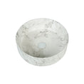 Load image into Gallery viewer, CLAYA Mira 40 above counter basin in matte white Carrara marble look. 400mm round ceramic basin with non-overflow design for modern bathrooms.-Basin Sink-Ezymall AU