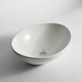 Load image into Gallery viewer, CLAYA Oval-40 above counter basin in gloss white ceramic. 410mm oval basin with non-overflow waste, ideal for modern bathroom vanities.-Basin Sink-Ezymall AU