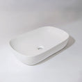 Load image into Gallery viewer, CLAYA Oval-60 above counter basin in gloss white ceramic. Large 610mm oval basin with non-overflow waste for modern bathroom vanities.-Basin Sink-Ezymall AU